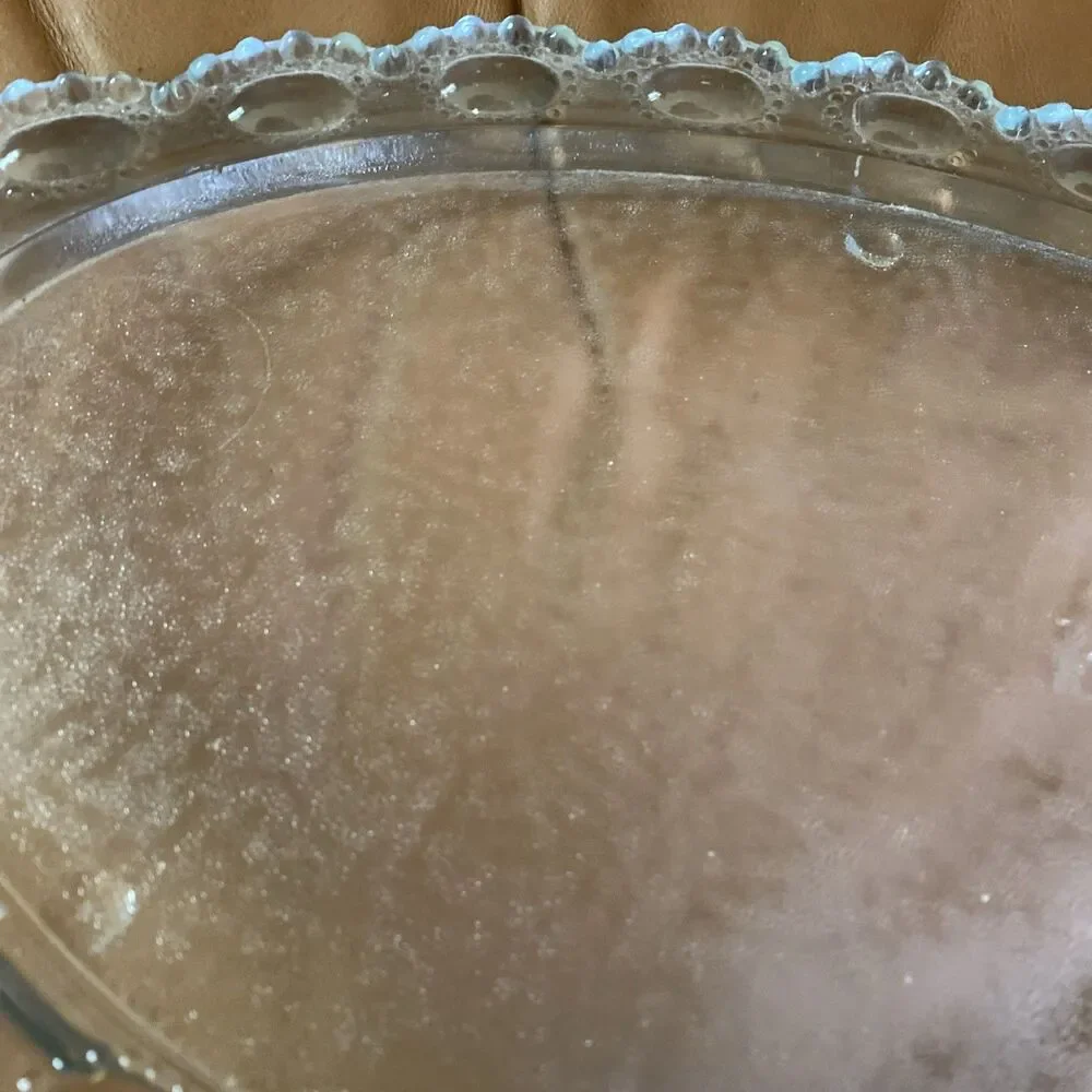 Vintage Ribbed Bubble 14.25” Glass Serving Tray Dresser Tray 💐